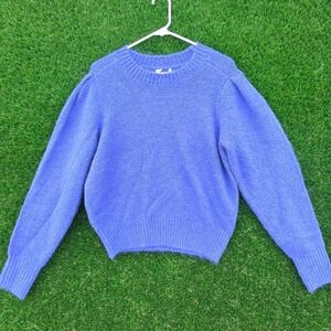 Pistola Periwinkle Blue Alpaca Wool Knit Sleeve Crew Neck Sweater Womens Medium